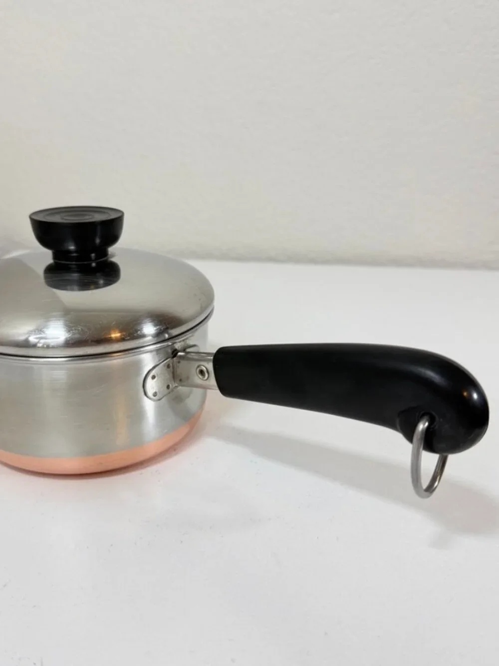 Vintage Revere Ware 3/4 QT -85 Sauce Pan 1801 Copper Bottom Clinton IL USA w/Lid